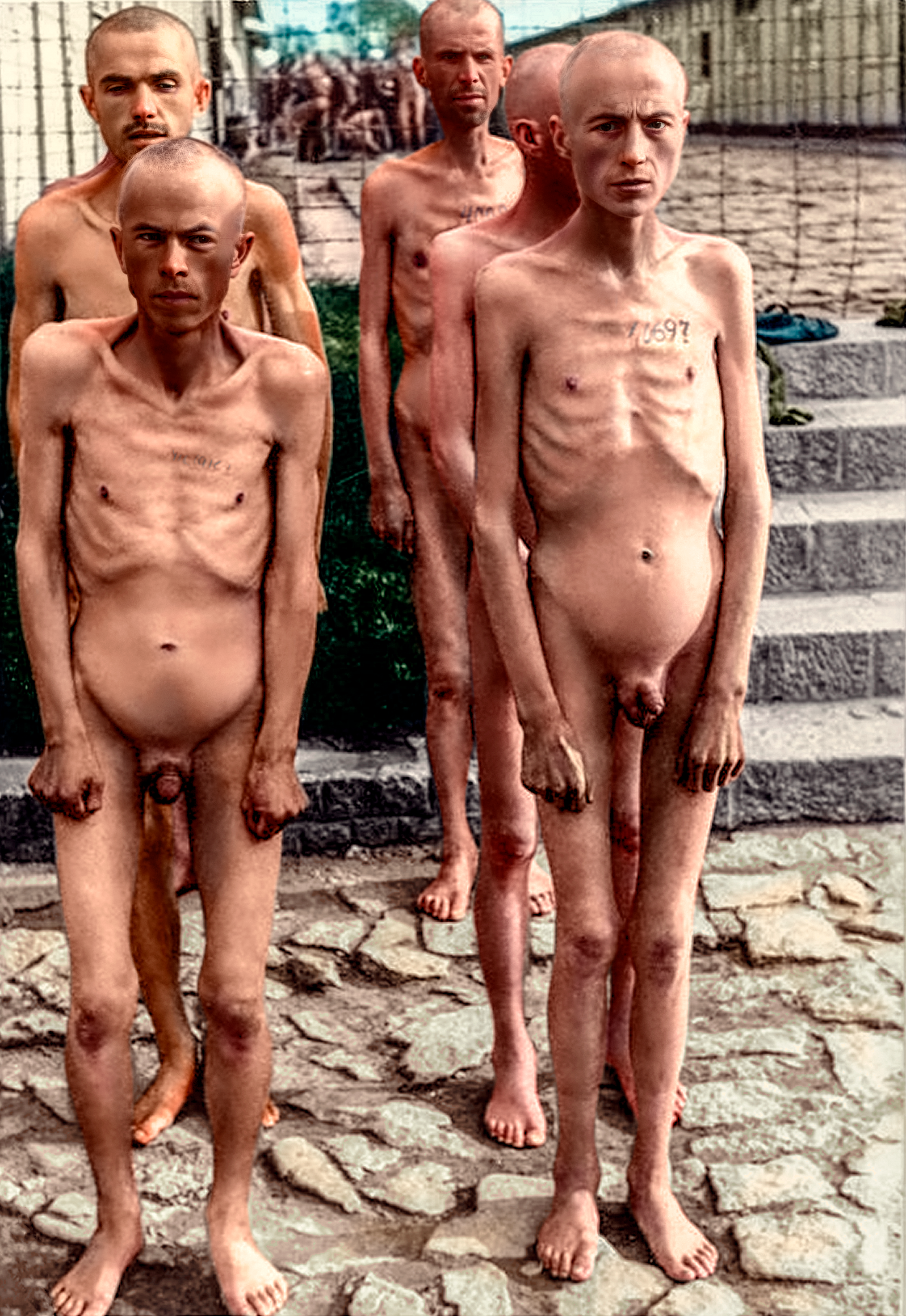 Prisioneros en el campo ruso de Mauthausen — restaurado