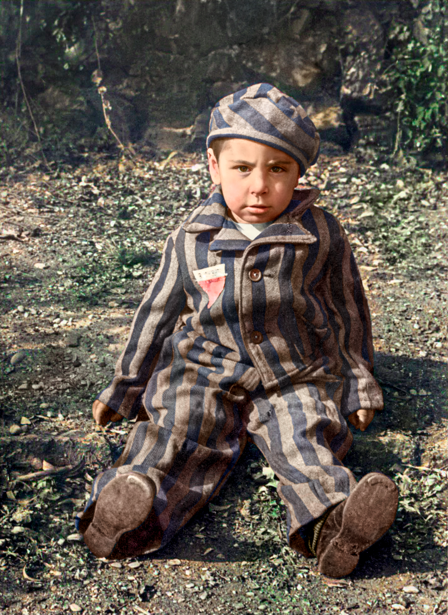 Niño recién liberado de Auschwitz — restaurado